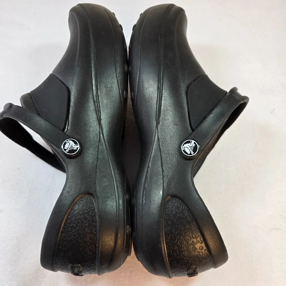 y2k Crocs Womens 11 Black Clogs Lock Slip Resistant‎ Work Food Service Kitchen